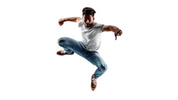 Dynamic Dancer in MidAir Leap Capturing the Essence of Movement and Energy with a Stylish Pos png