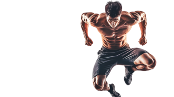 Dynamic Male Athlete in Motion Muscular Build Fitness and Strength Displayed in a Powerful R png