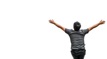Person with Arms Outstretched Back View Embracing Freedom Expressing Joy Openness Positivi png