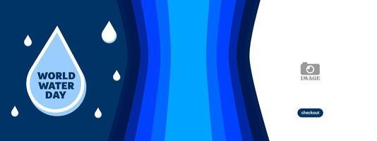 World Water Day. Banner template design with illustration of water campaigns, ads, on March 22. Horizontal vector