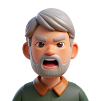 wonderful creative Angry senior man with a beard, authentic png