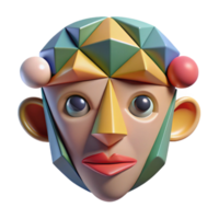 elegant traditional Abstract face with geometric shapes, high quality png