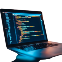 Programming Code on Laptop Screen A Developers Workspace Illuminated by Syntax Highlighting png