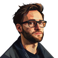 Stylish Man with Glasses and Beard in Geometric Art Style png