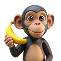 elegant modern A playful chimpanzee, holding a banana 4K png