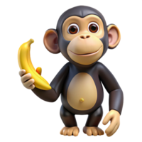 dramatic modern A playful chimpanzee, holding a banana genuine png