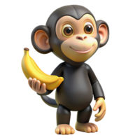 dramatic artistic A playful chimpanzee, holding a banana genuine png