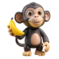 elegant modern A playful chimpanzee, holding a banana authentic png