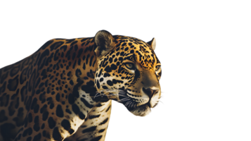 A majestic spotted big cat in profile showcasing its powerful build and intricate coat pattern png