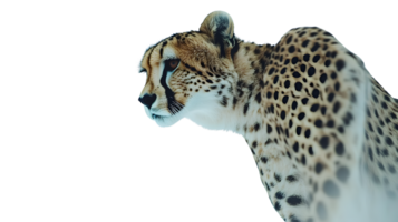 A majestic spotted feline in profile showcasing its distinctive coat and powerful build agains png