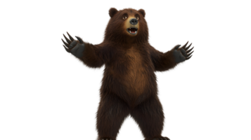 Animated Bear with Open Arms and Expressive Face for Wildlife Nature and Entertainment Themes png