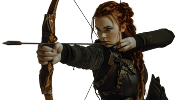 Archery in Action A Focused Archer with a Compound Bow Ready to Release an Arrow png