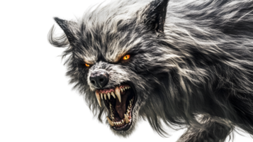 Aggressive Werewolf Close Up Fantasy Creature Glowing Eyes Sharp Teeth png