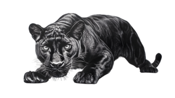 Black Panther in Motion A Detailed and Dynamic Illustration of a Feline Predator Perfect for png