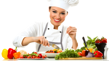 Chef in Action Preparing a Fresh and Colorful Salad with Vibrant Vegetables and Culinary Exper png