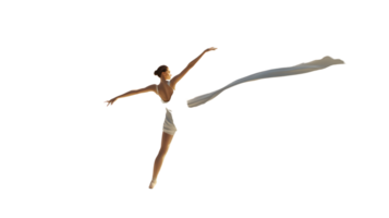Elegant Ballerina in Graceful Pose with Flowing Fabric Perfect for Dance Art and Performance png