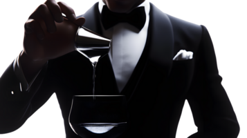 Elegant Bartender Pouring a Drink into a Glass Perfect for Luxury and Beverage Themes png