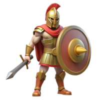 extraordinary rustic Ares, God of War, holding sword and shield, high resolution png