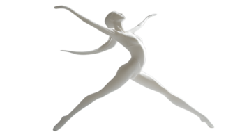 Elegant White Sculpture of a Dancer in Graceful Pose Ideal for Artistic and Creative Projects png