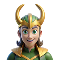 magnificent contemporary Loki, Norse trickster god, mischievous expression, exclusive png