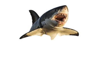 Fierce Predator with Open Jaws A Detailed Illustration of a Shark in Action png