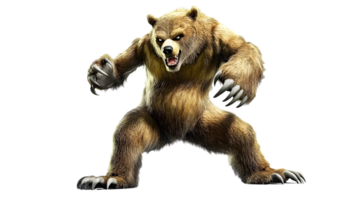 Fierce Grizzly Bear Roaring with Sharp Claws and Intense Expression Perfect for Wildlife Natu png