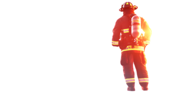 Firefighter in Full Gear Standing Ready for Action Back View Safety Equipment Emergency Serv png