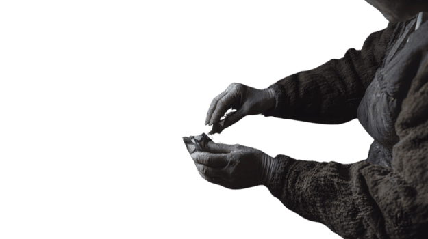 Hands in Gloves Handling Fragile Object with Care and Precision png