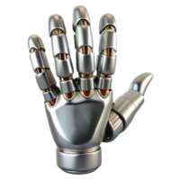 dramatic abstract Robot hand, articulated fingers, metallic finish high resolution png