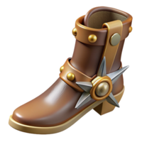 extraordinary rustic Steampunk boot spur with a sharp point and a brass rowel high quality png
