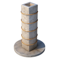 dramatic rustic Concrete pillar with rebar exposed authentic png