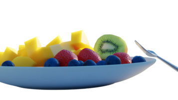 A colorful fruit bowl with fresh strawberries blueberries kiwi and pineapple chunks accompa png