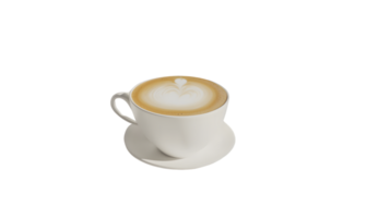 A steaming cup of coffee with latte art on a black background perfect for culinary and bevera g png