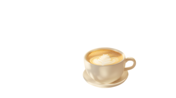 A steaming cup of coffee with latte art on a black background perfect for culinary and bevera png