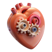 wonderful minimalist A human heart made of gears and clockwork, 4K png