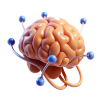 stunning modern A floating brain with electrical sparks connecting its lobes, detailed png