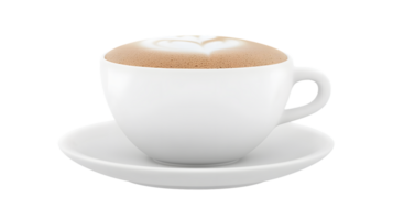 A steaming cup of coffee with latte art heart perfect for breakfast or relaxation png