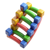 extraordinary rustic A DNA double helix constructed from colorful building blocks, high quality png