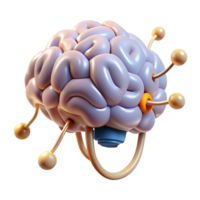 stunning rustic A floating brain with electrical sparks connecting its lobes, professional png