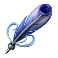 extraordinary modern A single feather pen with ink trailing off into swirling patterns, detailed png