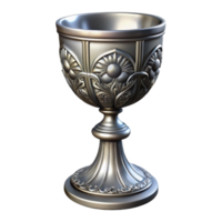 wonderful modern A single, ornate silver chalice, intricate carvings premium png