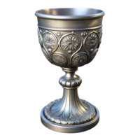 wonderful classic A single, ornate silver chalice, intricate carvings detailed png
