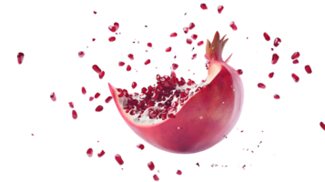 Bursting with Freshness A Vibrant Red Fruit Sliced Open Revealing Juicy Seeds and Dynamic Spl png