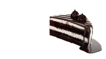Decadent Chocolate Cake Slice with Cream Layers and Glossy Glaze png