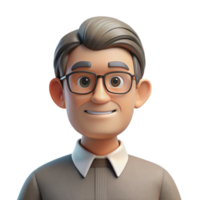 serene abstract Serious mature man in glasses, premium png