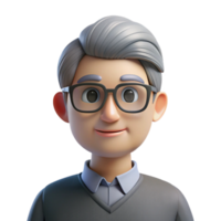 beautiful abstract Serious mature man in glasses, genuine png
