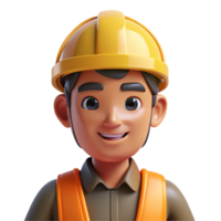 serene artistic Construction worker with hard hat, high resolution png