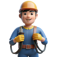 stunning rustic Electrician with wires, authentic png