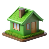 glorious whimsical classic Sustainable house green roof section, NO BACKGROUND with Transparent Background. high quality png
