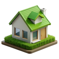 gorgeous memorable Sustainable house green roof section, NO BACKGROUND with Transparent Background. png